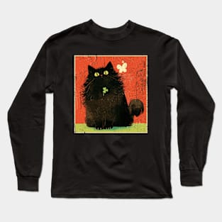 Hand Drawn Black cat St . Patrick's Day Long Sleeve T-Shirt